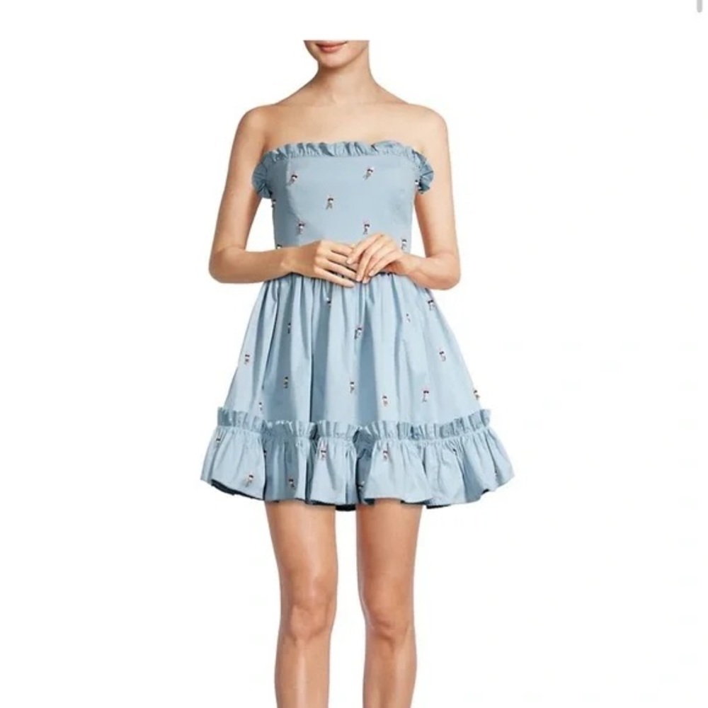 Agua Bendita Sky Blue Strapless Dress